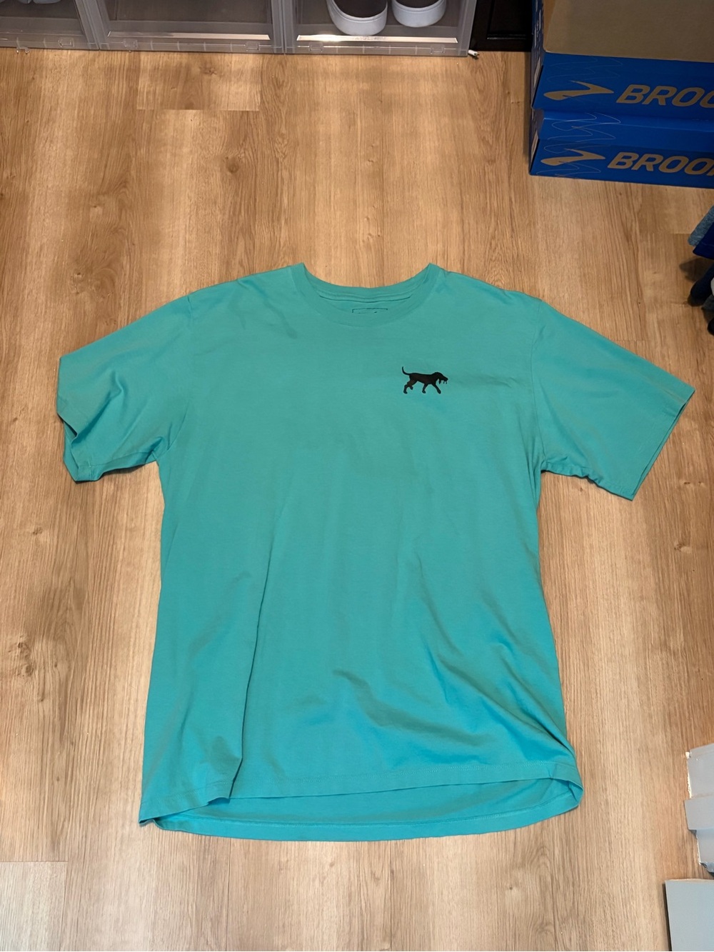 Men's Teal Short-Sleeve Tee with Small Black Dog Logo